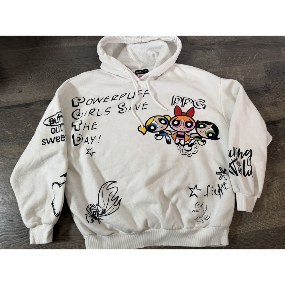 Powder Puff Girls Save The Day White Sweatshirt. Woman's Small